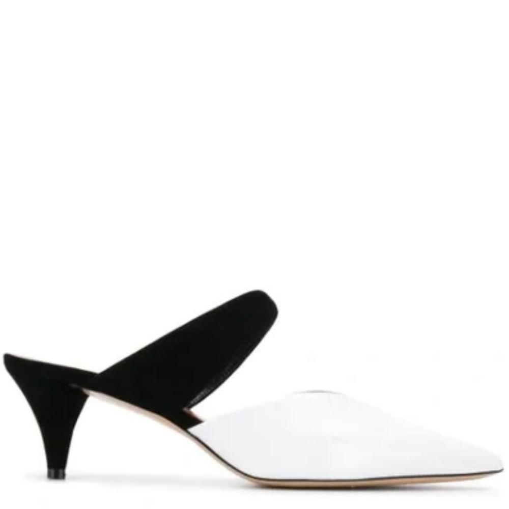 SELF-PORTRAIT "Marina" Color-block Mules In Black 38.5